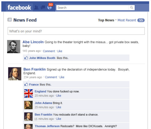 tales from the internet: if historical events had facebook statuses